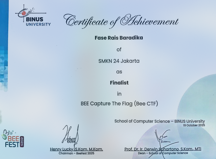 Finalist in BEE CTF 2025