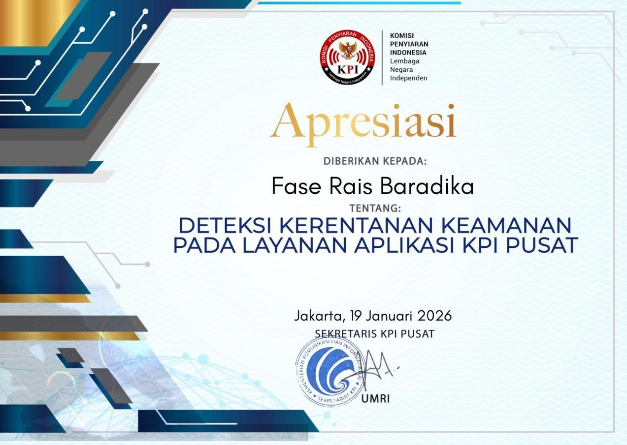 Certificate of Appreciation - Komisi Penyiaran Indonesia